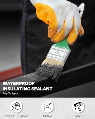 Liquid Water Proof Sealant Coating, 2 Gallon, Roof Leak Repair Coating Black, Water-Based Rubber Waterproof Sealant, Polyurethane Waterproof Coating for Roofs, Foundations, Basements - color: Black, size: 2 Gallon