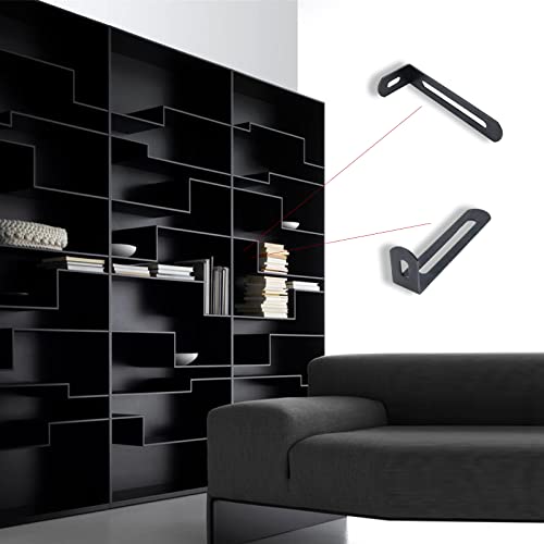 KUMGROT 10pcs L Shape Corner Brace Adjustable Corner Bracket with Slot Heavy Duty Black Shelf Bracket for Case Furniture 73×25×15mm/2.87×0.98×0.59in Black - size: 73mm, style: L-shaped Brackets
