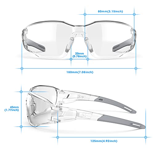 Safety Glasses Anti-Fog Lens,Adjustable Frames Eye Protection Goggles For Men Women - color: Grey