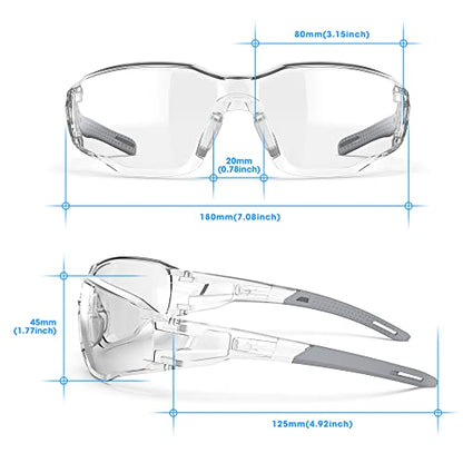 Safety Glasses Anti-Fog Lens,Adjustable Frames Eye Protection Goggles For Men Women - color: Grey