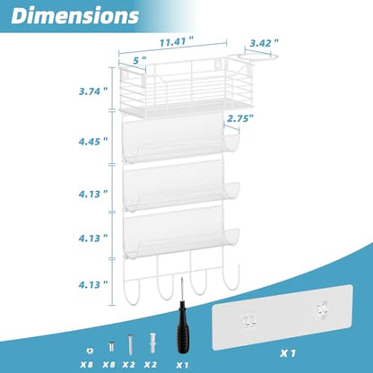 VITVITI Metal Hair Tool Organizer Wall Mount, Hair Dryer Holder with 4 Tier Shelf Basket Hooks, Bathroom Hairs Styling Tool Organizer for Curling Iron/Blow Dryer/Straightener, White - color: 5 Tiers White