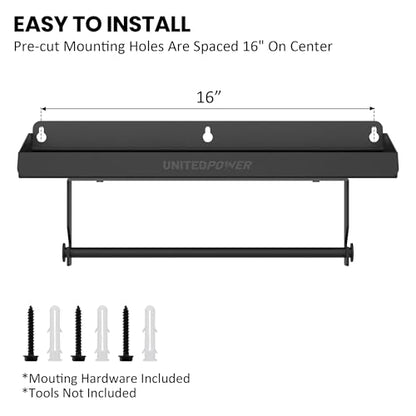 UNITEDPOWER Hand Tool Tray with Paper Holder, 2-in-1 Wall Mount Hardware Small Tools Rack, Storage Organizer for Workshop, Shed, Garage, Holds 40 lbs