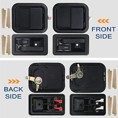 APPERFiT Exterior & Interior Door Handles w/Keepers Compatible with Jeep Wrangler YJ TJ 1991-2002 with Full Doors Replaces 55176382AE 55176383AE 55176477AB 55176476AB - style: 1991-2002 Exterior & Interior Door Handle