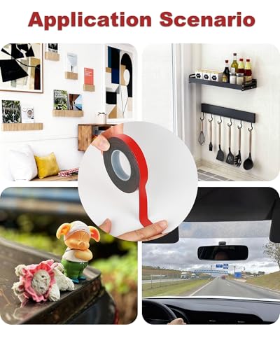 VHB Double Sided Tape, Thin Double Sided Mounting Tape, 2cm × 4.7m Black Adhesive Tapes, Heavy Duty Waterproof High Temperature Resistant for LED Strips, Car Decor, Home Office - size: 2cm*4.7m