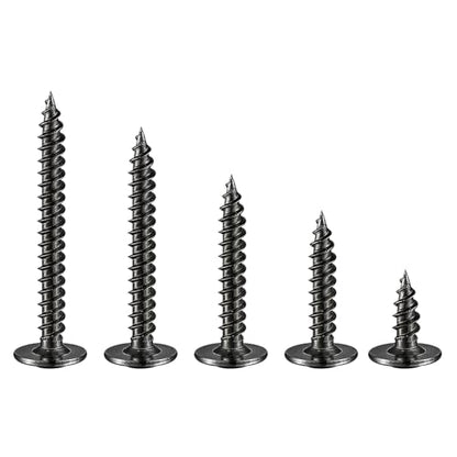 Wensilon(95 pcs)#8 Black Truss Head Wood Screws Quick Metal Self Tapping Zinc Oxide with Drywall Plastic Anchors Assortment Kit - size: Black Phillips Truss Head Wood Screws