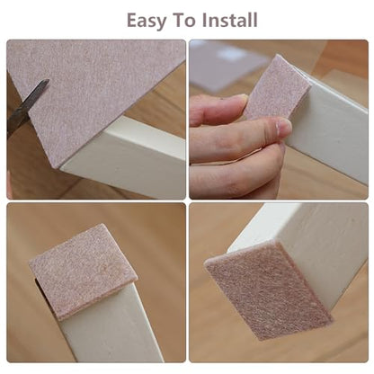 Yelanon Felt Furniture Pads -48 Pcs 1.5" Premium Felt Pads for Chair Legs Furniture, Floor Protectors for Hardwood Floors, Beige - size: 48 pcs Square Beige