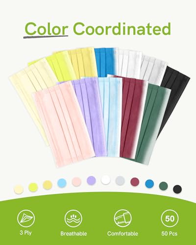 FriCARE Disposable Face Masks, 3-Ply ASTM Level 3 Medical Grade, FSA/HSA Eligible, Breathable & Comfortable for Allergy/Sun Protection, 50 Pack Gray - color: Gray