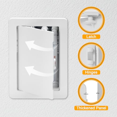 Suteck Plumbing Access Panel for Drywall Ceiling 4 x 6 Inch Reinforced Plastic Wall Access Doors Removable Hinged White - size: 4 x 6 Inch