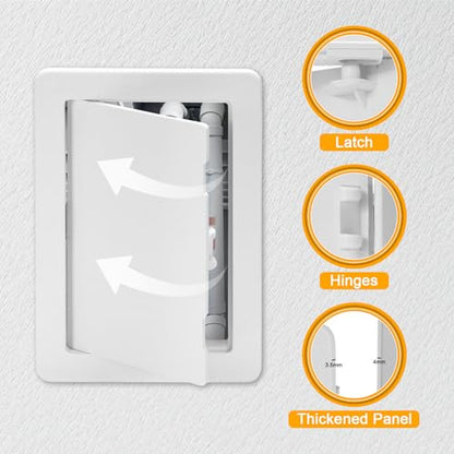 Suteck Plumbing Access Panel for Drywall Ceiling 4 x 6 Inch Reinforced Plastic Wall Access Doors Removable Hinged White - size: 4 x 6 Inch