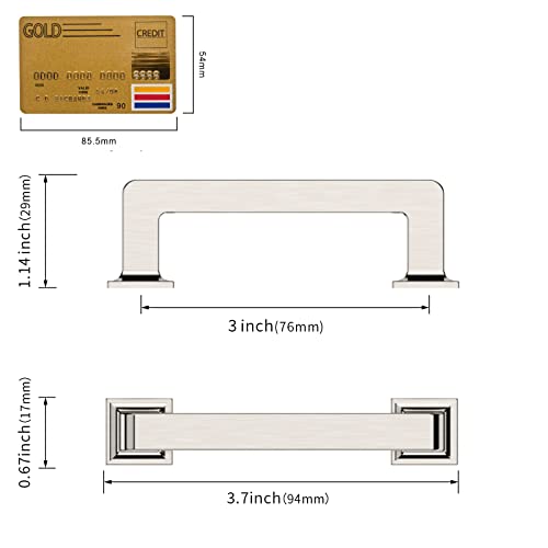Amerdeco 10 Pack Brushed Satin Nickel Cabinet Pulls 3 Inch(76MM) Hole Centers Kitchen Cabinet Handles Cabinet Hardware Kitchen Handles for Cabinets Cupboard Handles Drawer Pulls ZH0019 - color: Brushed Satin Nickel, size: 3"/76mm Hole Center