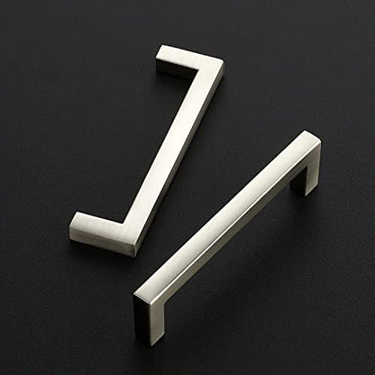 Ravinte 10 Pack Solid 3-3/4 Inch Center to Center Slim Square Bar Drawer Handles Cabinet Hardware - Brushed Nickel Kitchen Pulls - size: 3-3/4" Hole Center