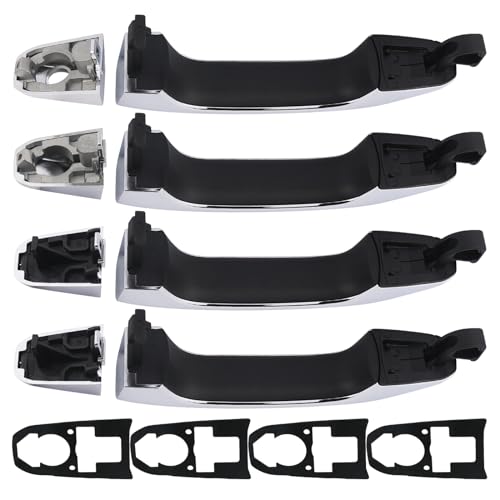 APPERFiT Exterior Door Handles w/Gaskets Set Chrome Compatible with 2014-2020 Chevy Chevrolet Silverado Suburban Tahoe, GMC Sierra Yukon Door Parts 84713663 84711849 22923609 - color: Chrome
