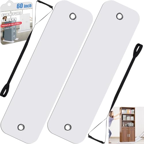 2 Pcs Appliance Sliders for Refrigerators Plastic Appliance Glide with Pull Strap Furniture Moving Slides for Tile Carpet Hardwood Floors (10''×60'' White) - size: 10''×60'' White