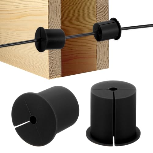 M METERXITY 2-Pack Cable Routing Kit, for 1-3/8 Inch Wall Hole Silicone Feed Through Wall Grommet Cable Punch Grommet Wall Hole Cover Bushing for Ethernet Cable [38mm Length, Black] - color: Black, size: 1-3/8" x 1.5"