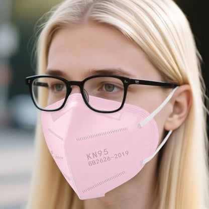 LEMENT KN95 Face Masks,100 Pack Breathable Cup Dust Disposable Masks For Adults,Pink - color: Adult-100 Pack-pink