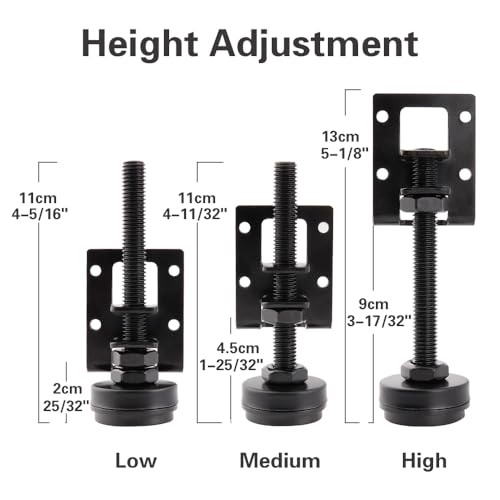 4 Sets Heavy Duty Leveling Feet, Black Furniture Levelers Leg, Adjustable Load Levelers Foot, Leveler for Workbench Cabinet Pool Table Bench Machine Cabinet Feet (Pack of 4, Black) - color: Black