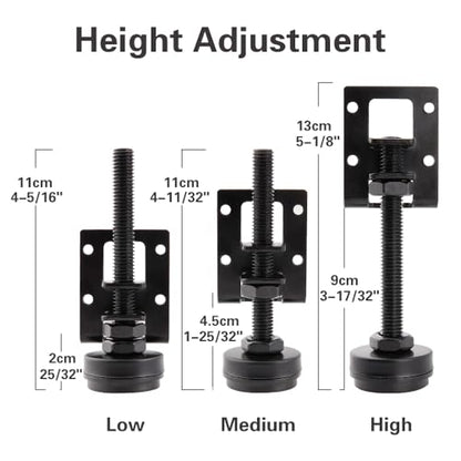 4 Sets Heavy Duty Leveling Feet, Black Furniture Levelers Leg, Adjustable Load Levelers Foot, Leveler for Workbench Cabinet Pool Table Bench Machine Cabinet Feet (Pack of 4, Black) - color: Black