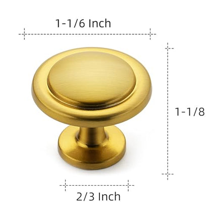 Ravinte 3 Pack 1-1/4 Inch Kitchen Cabinet Knobs - Brushed Brass Zinc Drawer Pulls and Door Handles for Dresser Drawers - color: Brushed Brass