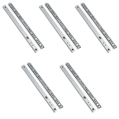 ETOPARS 5 Pairs 8" Heavy Duty 17mm Drawer Runners Slide Slides Ball Bearing Grooved Steel Extension Sizes Kitchen Cabinet Desk Capacity Side Mount - size: 8" / 182mm