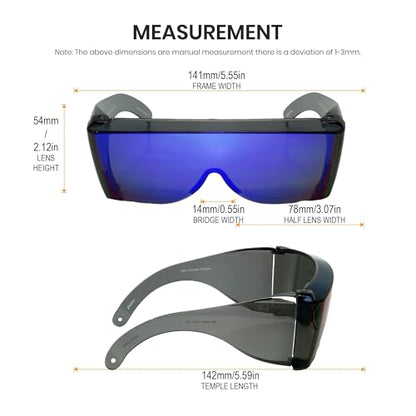 Calabria 3000 Fitover Safety Glasses with Uni-Lens – [Blue/Green/Silver Mirror - 3 Pack] Wrap Around Eye Protection | Anti-Fog Scratch Resistant | Protective Eyewear - color: Blue/Green/Silver Mirror 3-pack
