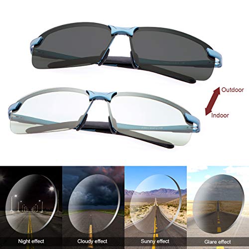 YIMI Men Photochromic Polarized Sports Sunglasses Cycling Fishing Driving Glasses UV Protection Eyeglasses Anti Glare Eyewear - color: 3043 Blue
