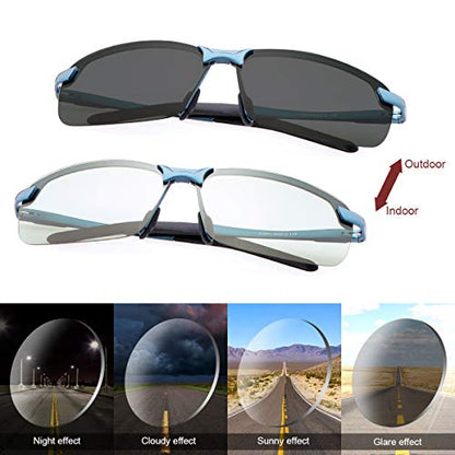 YIMI Men Photochromic Polarized Sports Sunglasses Cycling Fishing Driving Glasses UV Protection Eyeglasses Anti Glare Eyewear - color: 3043 Blue