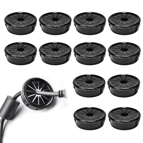 12 Pcs Cable Grommet, Snap Bushing 1-1/4" (32 mm) Mounting Diameter, Flexible Petal-Shaped Buckle Round Nylon Desk Grommet for Wires Through Countertop Cord Organizer and Protection, Black - style: 1-1/4" -RSB 12PCS