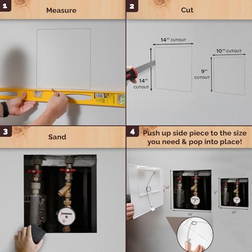 Morvat Adjustable Spring Access Panel 14"x14" Inches, for Drywall, Ceiling, Electrical, Plumbing Heavy-Duty & Easy Install, Wall Hole Cover Plate, White | Fits 9"x10" - 14"x14" Inches | (10-Pack) - size: 14x14 - 10PK