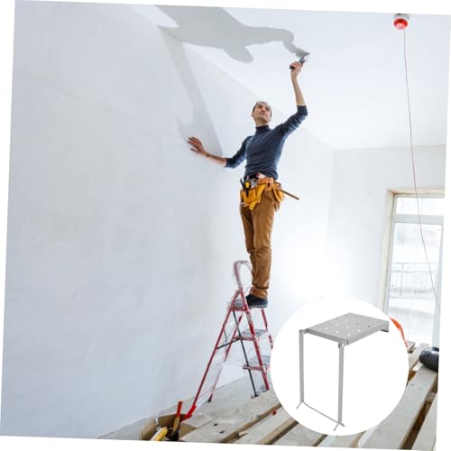 Holibanna Portable Iron Work Platform Sturdy Folding Ladder Holder Integrated Tool Tray for Easy Access Various Work Environments Platform for Home and