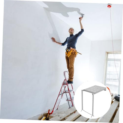 Holibanna Portable Iron Work Platform Sturdy Folding Ladder Holder Integrated Tool Tray for Easy Access Various Work Environments Platform for Home and