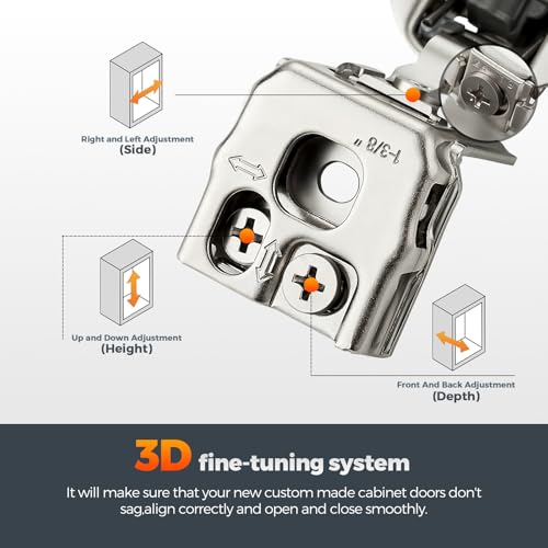 10 Pack (5 Pairs) 1-3/8" Overlay Soft Close Cabinet Hinges, Satin Nickel Stainless Steel Concealed Hinges with 3D Self-Closing for Face Frame Doors & Kitchens - size: 1-3/8 inch Overlay