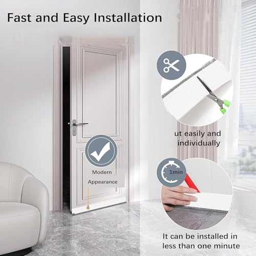 39 Inch Door Draft Stopper with Brush - Heavy Duty Weather Stripping Seal for Bottom of Door, Interior & Exterior Use, Noise & Soundproof Barrier, Gap Guard for Doors & Windows(White, 39")