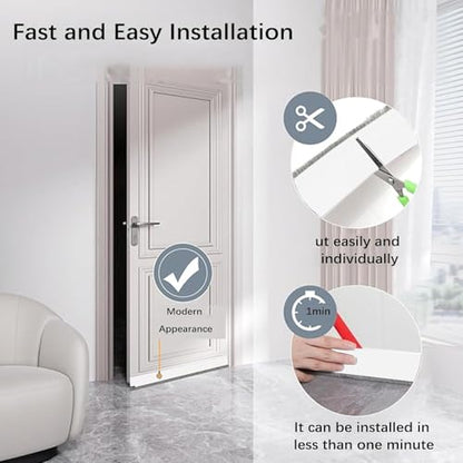 39 Inch Door Draft Stopper with Brush - Heavy Duty Weather Stripping Seal for Bottom of Door, Interior & Exterior Use, Noise & Soundproof Barrier, Gap Guard for Doors & Windows(White, 39")