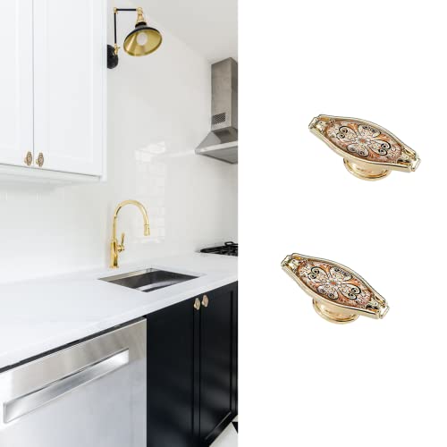 Oval Knobs Zinc Alloy Cabinet Pulls Furniture Knobs Floral Pattern Cupboard Handle Drawer Pulls Solid Metal Kitchen Hardware Handles for Cabinet Drawer Wardrobe (2pcs/Set) - color: Floral, size: Oval