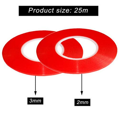 Pimoys 2mm / 3mm x 25m Double Sided Phone Adhesive Tape, 2 Rolls Heat Resistant High Adhesion Transparent Acrylic Tape, LCD Screen Sticker for Cell Phone Touch Screen Repair - size: 2mm / 3mm