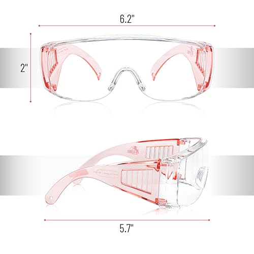 UNCO- Safety Goggles Over Glasses, Protective Goggles, Anti Fog, Work, Safety Glasses Over - color: Light Pink, size: 1 Pack