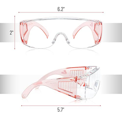 UNCO- Safety Goggles Over Glasses, Protective Goggles, Anti Fog, Work, Safety Glasses Over - color: Light Pink, size: 1 Pack