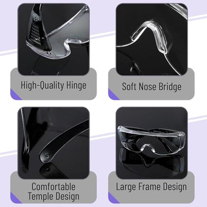 UNCO- Safety Goggles Over Glasses, Protective Goggles, Anti Fog, Work, Safety Glasses Over - color: Black, size: 6 Pack