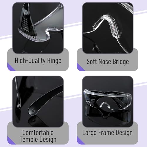 UNCO- Safety Goggles Over Glasses, Protective Goggles, Anti Fog, Work, Safety Glasses Over - color: Black, size: 6 Pack