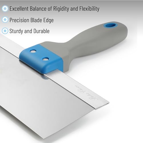 Bates- Taping Knife, 8 Inch, Stainless Steel Drywall Taping Knife, Soft Grip Handle - size: 8 Inch