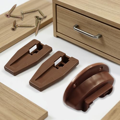 2 Pack Brown Slide Style Drawers Replacement Kit, Smooth Gliding Drawer Guide Rails Set for Dresser & Nightstand - size: 38mm(H)