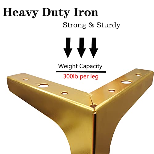 4 Inch Furniture Legs, Set of 4 Metal Furniture Legs Modern Triangle Feet Luxury Gold for Sofa Cabinet Cupboard Couch Chair Ottoman - color: Gold, size: 4 Inch