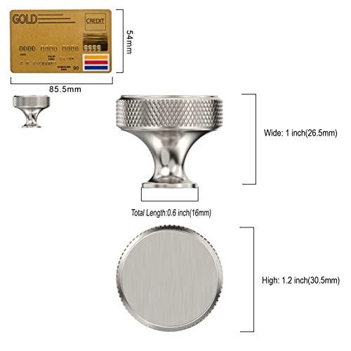 Amerdeco 10 Pack Polished Chrome Knurled Cabinet Knobs Kitchen Cabinet Handles for Drawer Dresser, Cupboard and Wardrobe ZH0036 - color: Brushed Satin Nickel