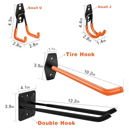 20 Pack Garage Storage Hooks Heavy Duty, Steel Bike Hook for Garage Organization, Utility Wall Mount Hooks with Anti-Slip Coating for Hanging Ladder, Ropes, Bike, Outdoor, Garden and Power Tool - size: 20pcs - Black