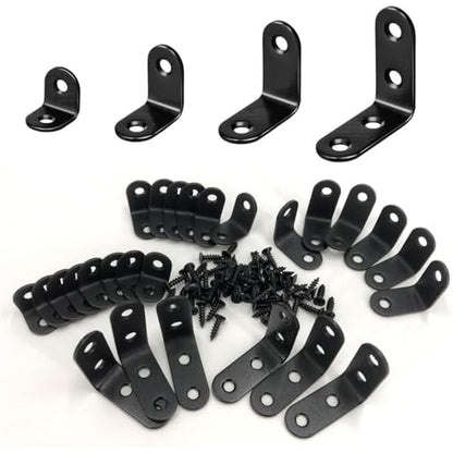 QSJ 26 PCS Corner Bracket Brace Set Stainless Steel 90-Degree Corner Braces 0.78’’/0.98’’/1.18’’/1.57’’with 64pcs Screws for Wood Furniture Cabinet Chair - size: 26Pcs Bracket Set (Solid L-0.78/0.98/1.18/1.57'')