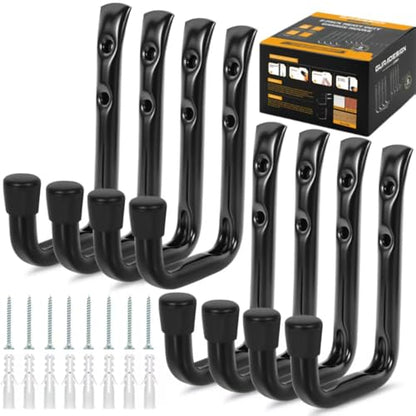 GURADESIGN 8-Pack Heavy Duty Garage Hook for Hanging 50 lbs, J Utility Hooks for Garage, Metal Wall Hooks Heavy Duty, Garage Hook for Hanging, Black | Heavy Duty, for Hanging, 50 lbs, for Garage, Heavy Duty - style: 3.5-Inch