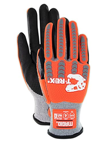 MAGID T-REX Flex Series ANSI A4 Foam Nitrile Coated Impact Gloves, 2 Pairs, Size 7/Small (TRX443) - size: 7/S, style: 2 Pairs