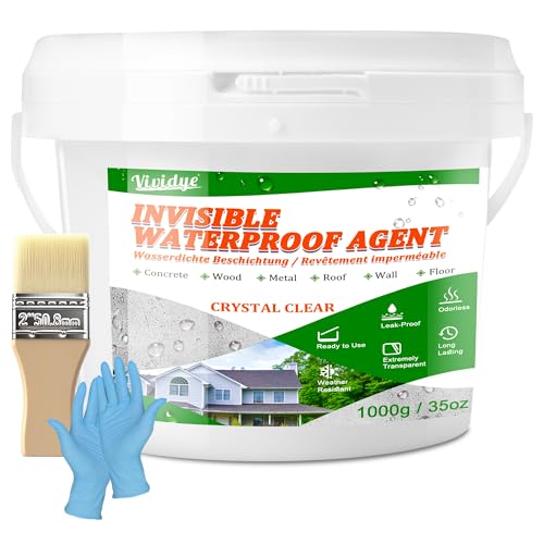 Waterproof Sealant 35oz, Transparent Waterproof Coating for Roof, Floor, Bathroom, Wall, Window, Concrete, Invisible Water Proof Agent for Repairing Leaks, Indoor & Outdoor Waterproofing Adhesive - color: Transparent, 35oz