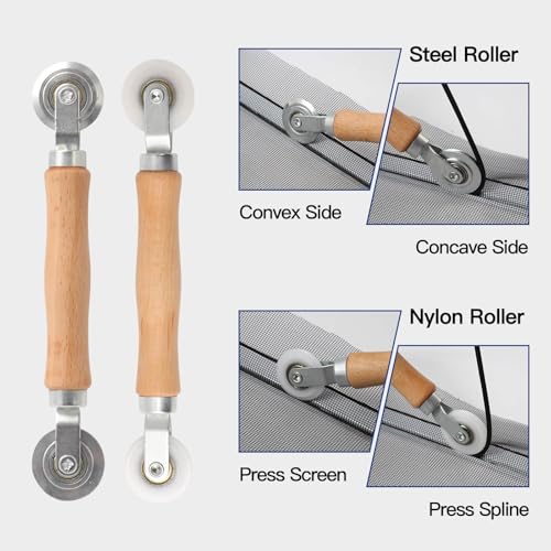 Window Screen Door Repair Kit Include Window Screens Mesh 48"x118" with All Tools in Window Screen Replacement(2pcs Screen Rollers, Screen splines, Hook, Utility Knife and Ruler), Yolovit - size: 48"x118"
