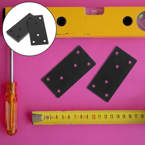 SEWACC 6 Sets Stainless Steel Straight Flat Brackets with Screws for Furniture Repair Fixing Corner Brackets and Shelf Mending Plates Metal Brace Kit for Wood Support and Reinforcement